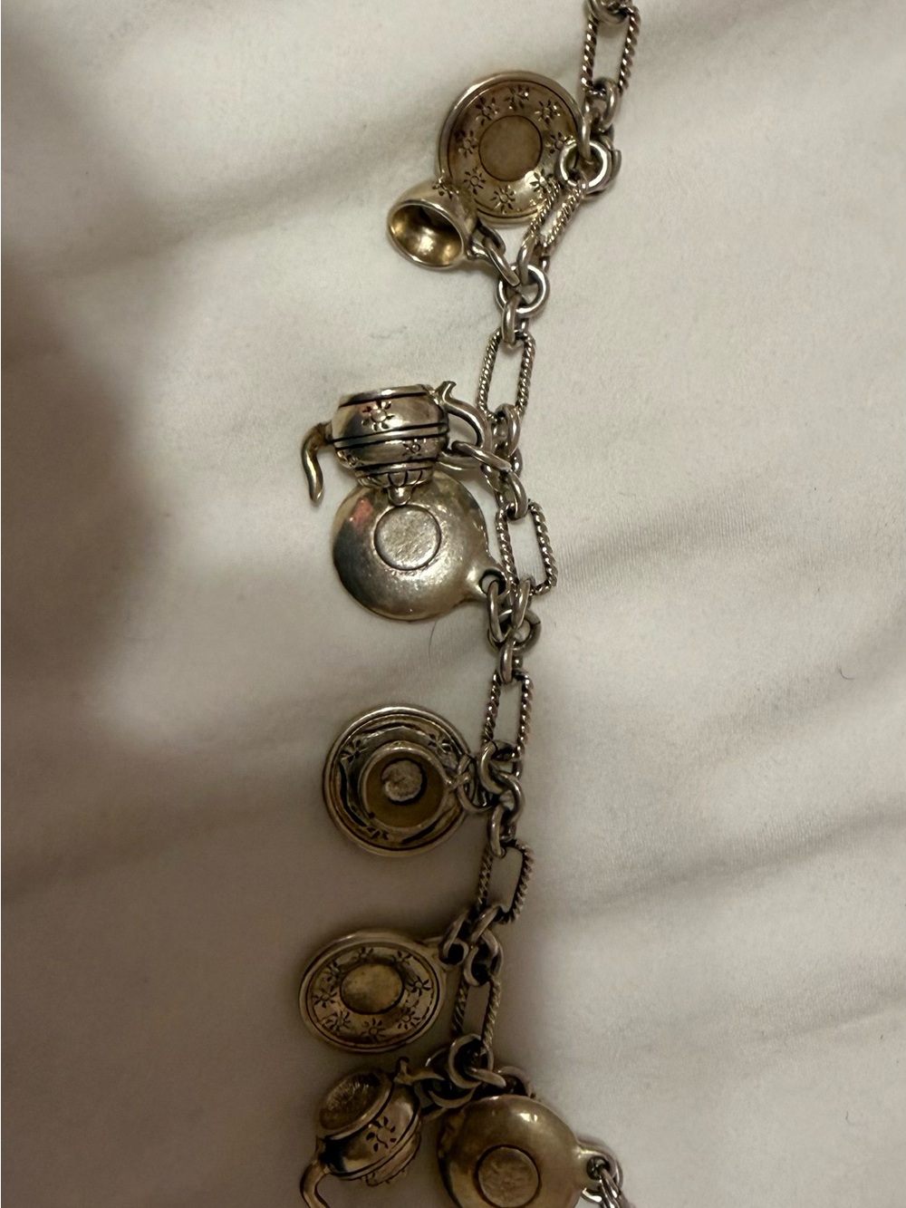 Silver-Tone Tea Set Charm Bracelet in Silver